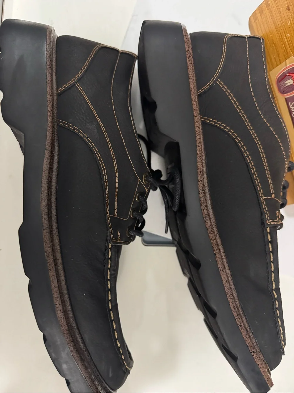 Dockers Black Black Leather Lace-Up Rugged Oxford Docker with contrast stitching